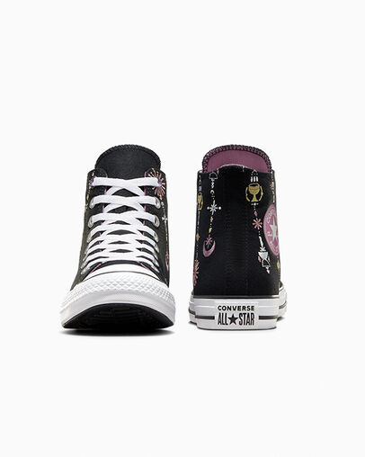Chuck Taylor All Star Alchemy Embroidery Black/Egret/Dreamy Dahlia, Heel View