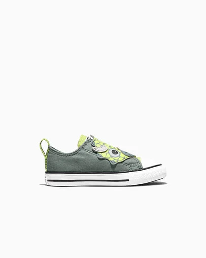 Chuck Taylor All Star One Strap Dinos Easy-On Mineral Brew Grey/Neon Mantis Green/White, Outer Side View