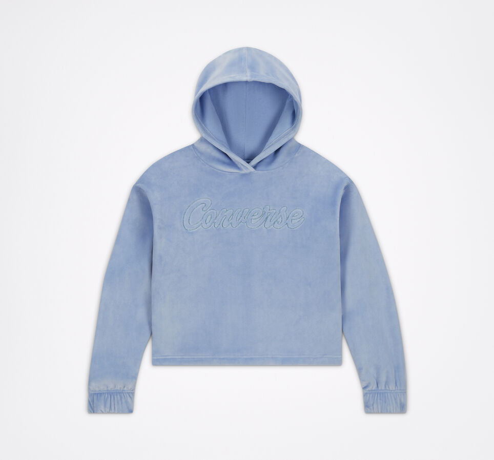 Velour Lurex Hoodie Blue Heron