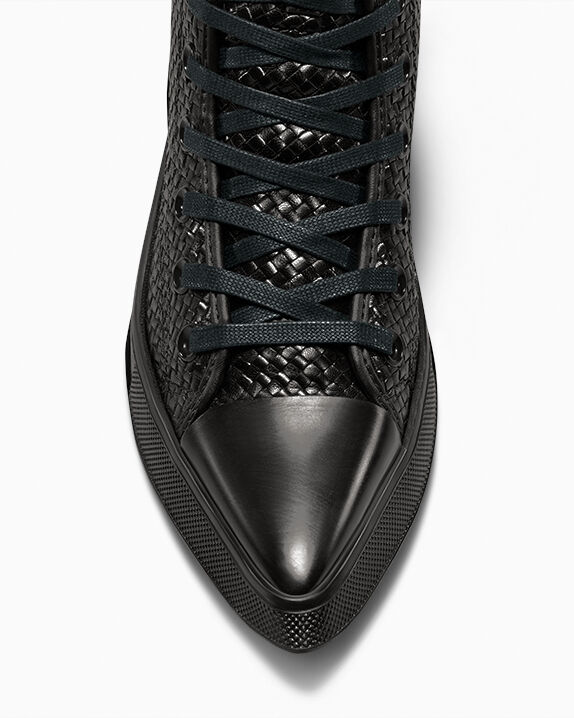 韓国CONVERSE チャックテイラーブラック ハイヒール Chuck 70 De Luxe Pointed Woven Leather Women's High Top Shoe