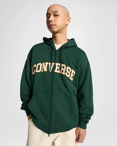 Retro Full Zip Hoodie Green Envy