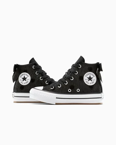 Chuck Taylor All Star Lift Platform Polka Dot & Bow Black/White/Black, Detail Angle View
