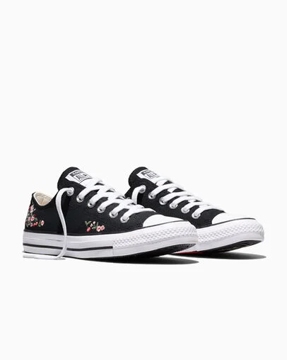 Chuck Taylor All Star Cherry Blossoms Black/White/Red, Top and Side View