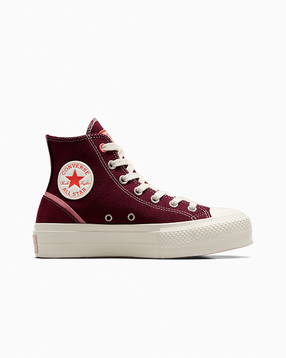 CONVERSE Chuck Taylor All Star バーガンディ Chuck Taylor All Star Lift Mixed Material Women's High Top Shoe