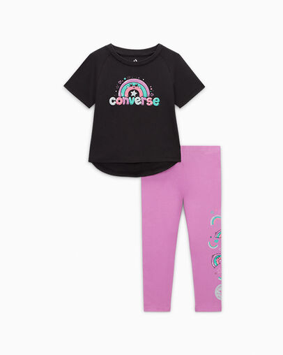 Rainbow Floral T-Shirt & Leggings Set Grape Fizz, Front View