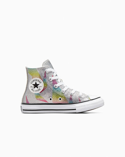 Chuck Taylor All Star Prism Glitter Pure Silver/Aqua Soul/White, Outer Side View