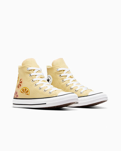 Chuck Taylor All Star Citrus Glitz Like Butter Yellow/White/Black, Top and Side View
