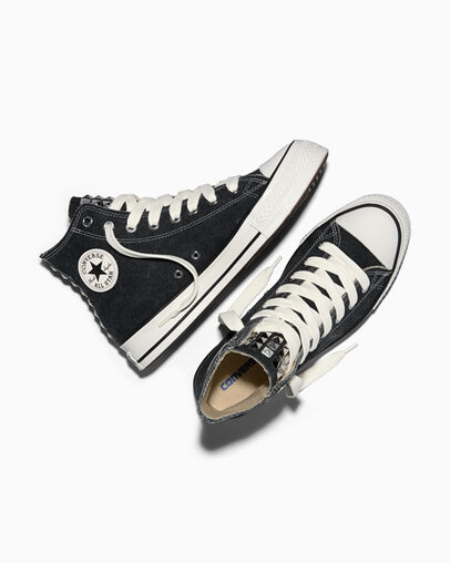 Chuck Taylor Throwback Distressed Studs Black/Silver/White, Angled View