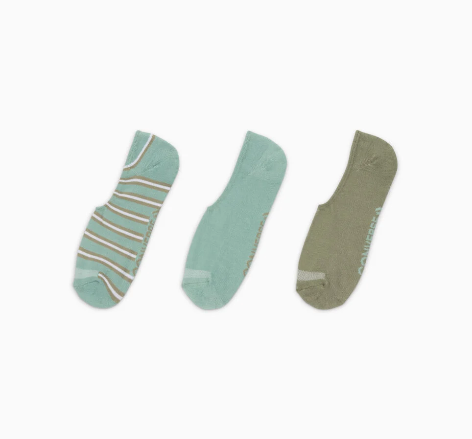 3-Pack Striped No-Show Socks Mint Stripe/Mint/Olive