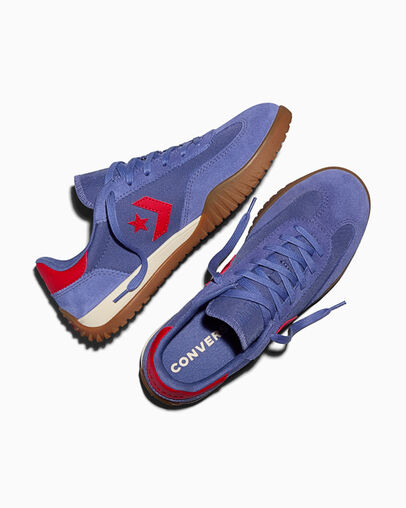 Run Star Trainer Indigo Storm/Red/Gum, Angled View