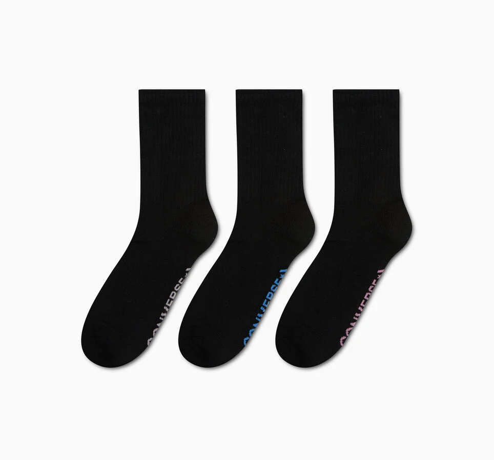 3-Pack Wordmark Half-Crew Socks Black