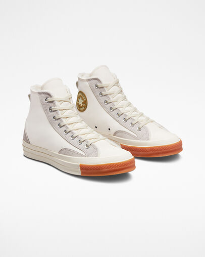 Chuck 70 Lined Colorblock Vintage White/Pale Putty/Egret, Angled View