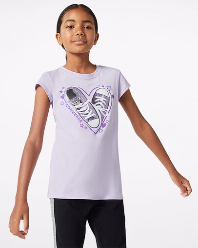 Shiny Sneaker Heart Tee Lilac Mist