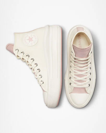 Chuck Taylor All Star Move Platform Tonal Materials Egret/Stone Mauve/Rust Pink, Top and Side View