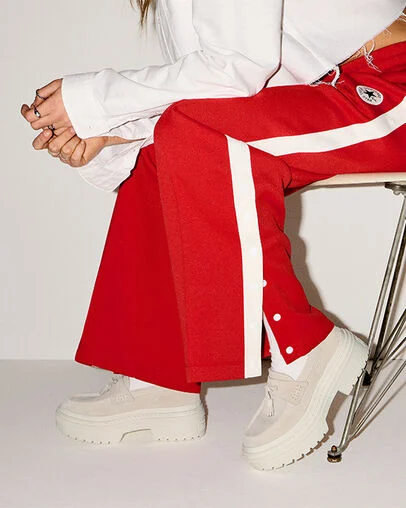 Chuck Taylor All Star Lugged Heel Loafer Platform Suede Light Dune/Egret/Light Dune, On Foot Shot 2