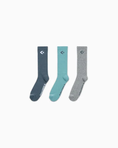 3-Pack Star Chevron Crew Socks Teal/Pool/Grey, Front View