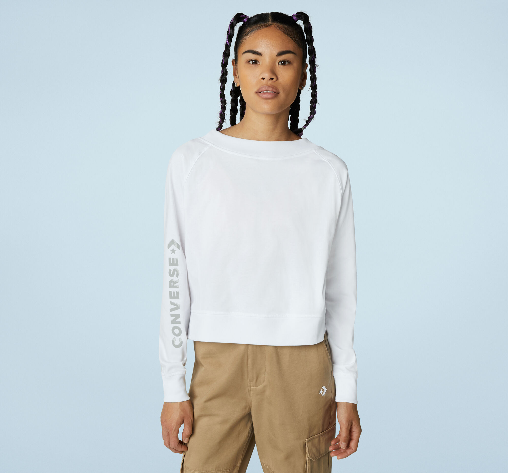 Knit Open Back Crew Neck Sweatshirt 