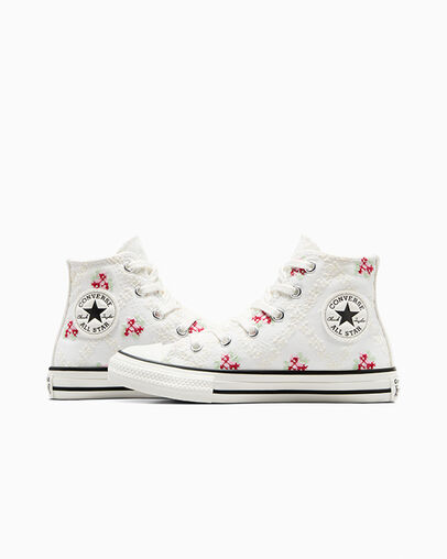 Chuck Taylor All Star Rose Cross Stitch Vintage White/Egret, Detail Angle View