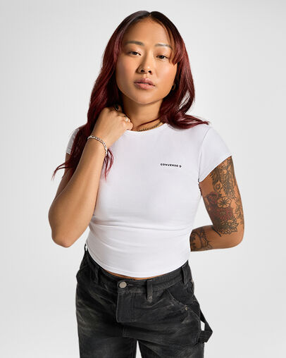Ruched Crop Top White, Front View