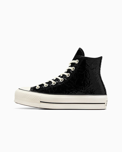 Chuck Taylor All Star Lift Platform Crinkled Leather Black/Egret/Black, Inner Side View