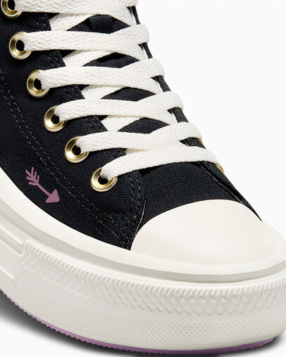 Chuck Taylor All Star Move Platform Tiny Tattoos Black/Dreamy Dahlia/Egret, Detail Angle View