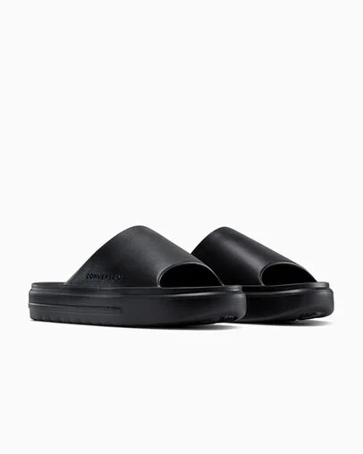 Converse Essential Slide Black/Black/Black, Top and Side View
