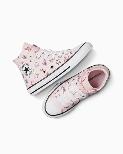 Chuck Taylor All Star Easy-On Doodles Pink Frosting/Red/My Jam, Angled View