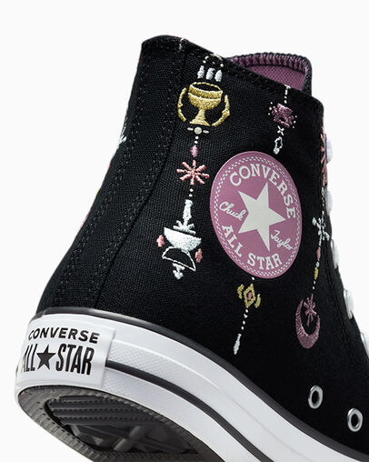 Chuck Taylor All Star Alchemy Embroidery Black/Egret/Dreamy Dahlia, Detail Angle View