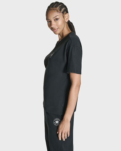 Embroidered All Star Oversized T-Shirt Black, Full Body View