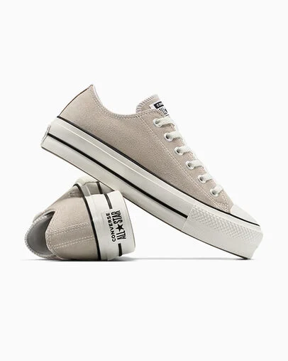 Chuck Taylor All Star Lift Platform Suede Wonder Stone/Egret/Black, Detail Angle View