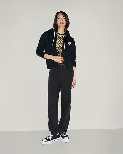 Signature Zip-Up Hoodie Converse Black, Detail View