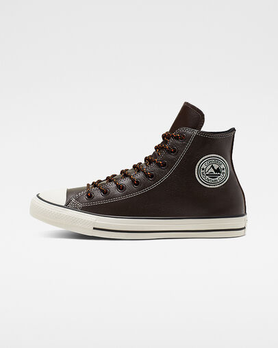 Tumbled Leather Chuck Taylor All Star Velvet Brown/Campfire Orange/E