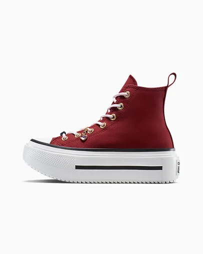Chuck Taylor All Star Double Stack Platform Heart Charm Deep Bordeau/Sugar Berry/White, Inner Side View