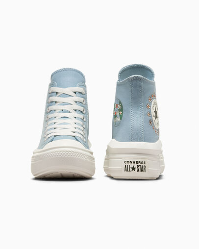 Chuck Taylor All Star Move Platform Floral Embroidery Cocoon Blue/Egret/Pale Magma, Heel View
