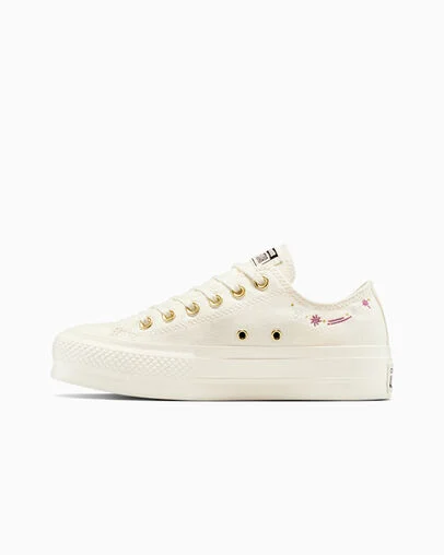 Chuck Taylor All Star Lift Platform Cosmic Embroidery Egret/Egret/Egret, Inner Side View