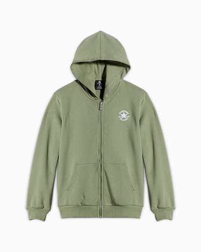 Chuck Taylor Patch Full-Zip Hoodie Foothill Green, Front View