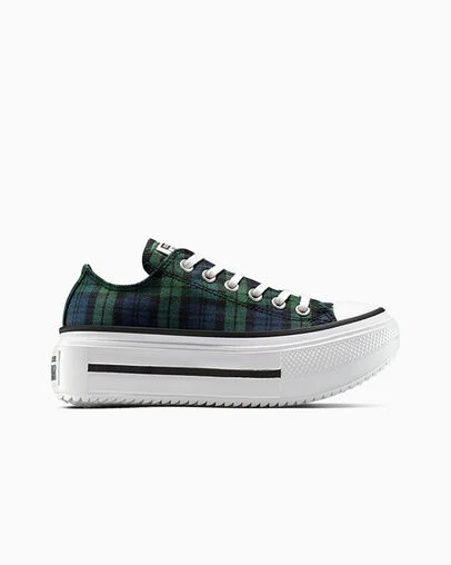 Chuck Taylor All Star Lift Double Stack Platform Plaid Navy/Black/Branch Out, Outer Side View