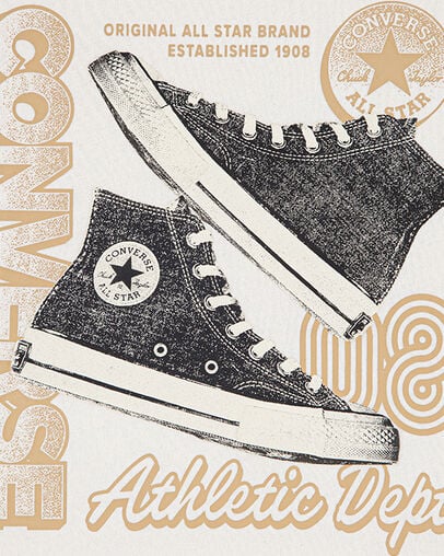 Stacked Chucks Graphic T-Shirt Egret, Full Body View