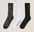3-Pack Embroidered Crew Socks Camo/Gold