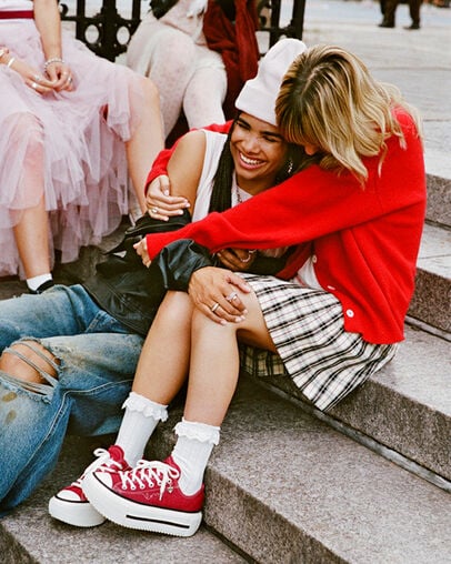 Chuck Taylor All Star Lift Double Stack Platform Valentine's Day Days Ahead Red/Egret/Black, On Foot Shot 1