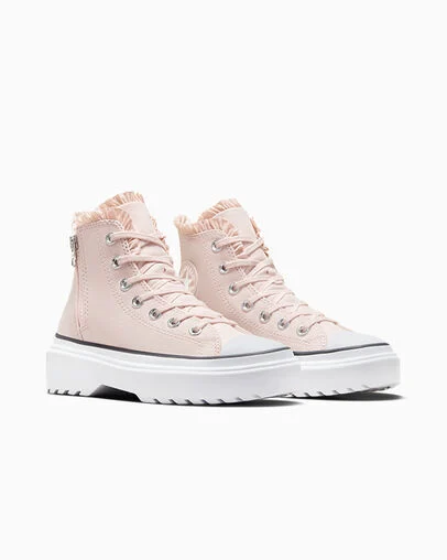 Chuck Taylor All Star Lugged Lift Ruffles Blush Hush/White/Vamp Pyre, Top and Side View