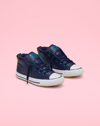 Two-Tone Hiker Leather Chuck Taylor All Star Street Obsidian/Green Abyss/Bold Lime