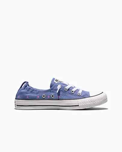 Chuck Taylor All Star Shoreline Embroidered Stars Indigo Storm/Lt Shocking Orchid Pink/White, Outer Side View
