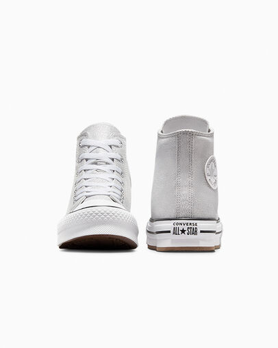 Chuck Taylor All Star EVA Lift Platform Prism Glitter Mouse/White/Black, Heel View