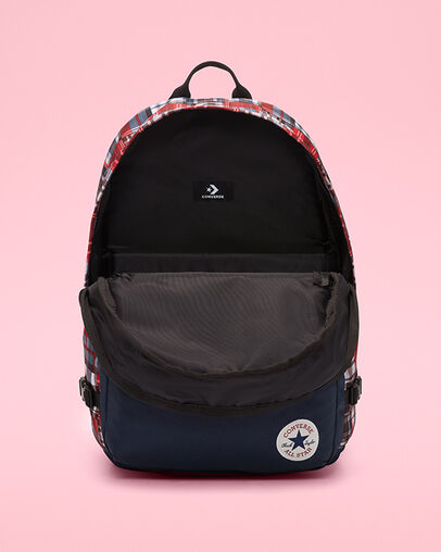 Patchwork Straight Edge Backpack Obsidian/Plaid, Detail View