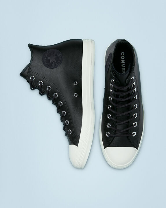 black leather high top converse mens