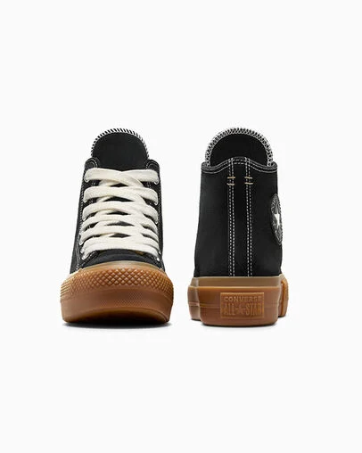 Chuck Taylor All Star Lift Platform Gum Sole Black/Gum Honey/Egret, Heel View
