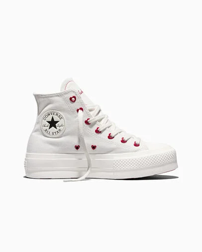 Chuck Taylor All Star Lift Platform Valentine's Day Vintage White/Egret/Days Ahead Red, Outer Side View