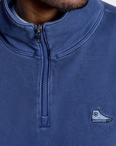 Loose-Fit Sneaker Patch Half-Zip Slacker Blue
