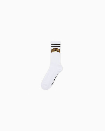 Arched Logo Crew Socks White, Front View